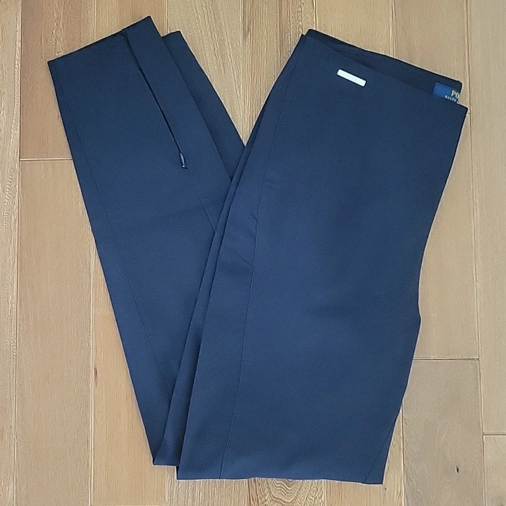 Polo Ralph Lauren Navy Stretch Pull On Style Dress Pant Zip Ankle‎ 8